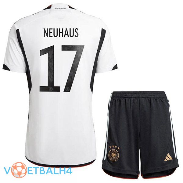 Duitsland (NEUHAUS 17) kinderen voetbal jerseys thuis zwart wit wereldbeker 2022