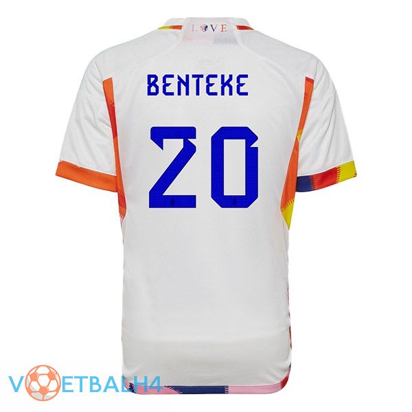 België (BENTEKE 20) voetbal jerseys uit wit wereldbeker 2022