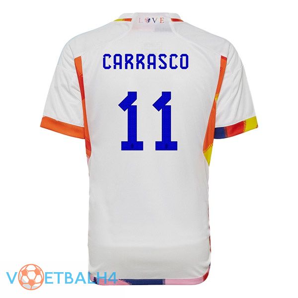 België (CARRASCO 11) voetbal jerseys uit wit wereldbeker 2022