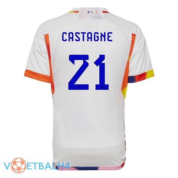 België (CASTAGNE 21) voetbal jerseys uit wit wereldbeker 2022