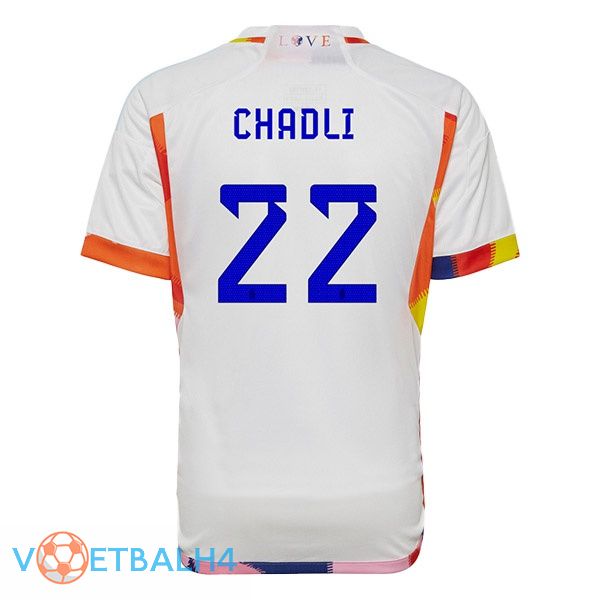 België (CHADLI 22) voetbal jerseys uit wit wereldbeker 2022