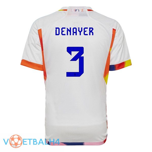 België (DENAYER 3) voetbal jerseys uit wit wereldbeker 2022