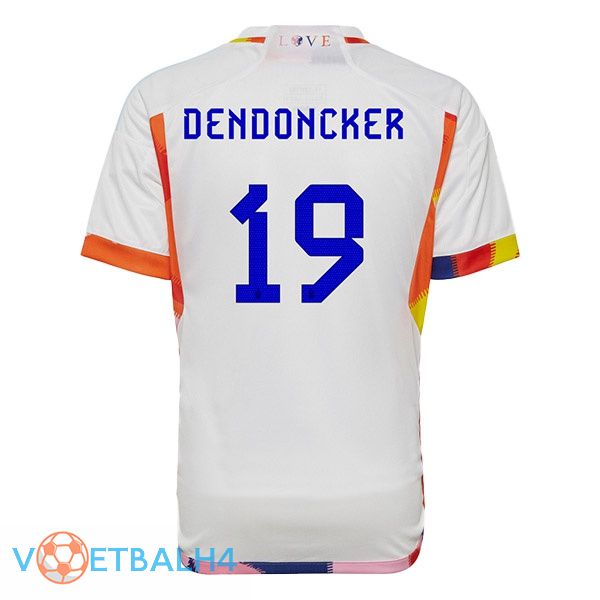 België (DENDONCKER 19) voetbal jerseys uit wit wereldbeker 2022