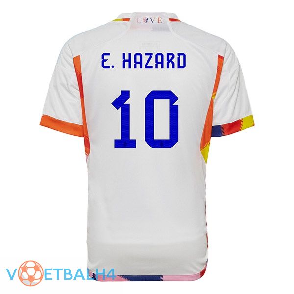 België (E.HAZARD 10) voetbal jerseys uit wit wereldbeker 2022