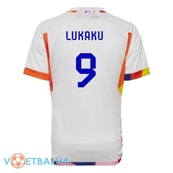 België (LUKAKU 9) voetbal jerseys uit wit wereldbeker 2022