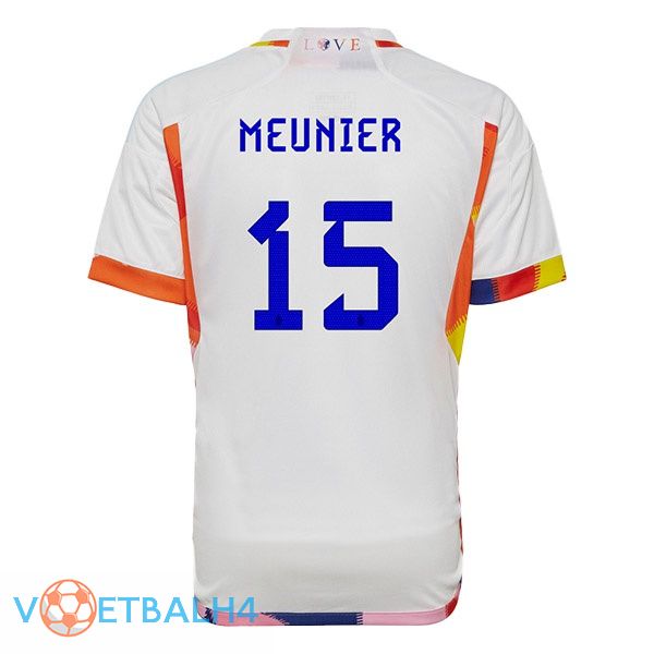 België (MEUNIER 15) voetbal jerseys uit wit wereldbeker 2022