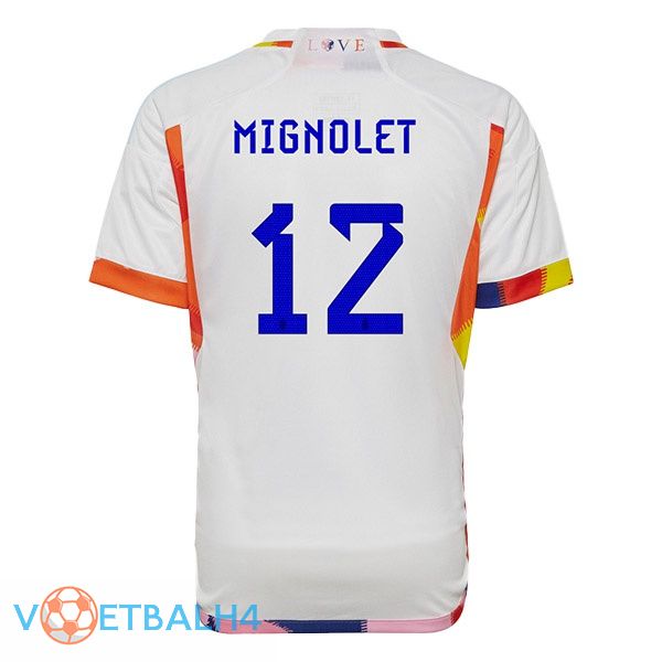 België (MIGNOLET 12) voetbal jerseys uit wit wereldbeker 2022