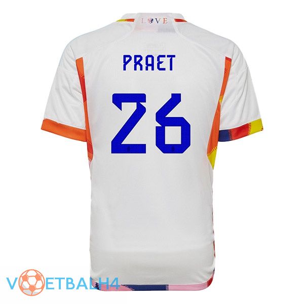 België (PRAET 26) voetbal jerseys uit wit wereldbeker 2022