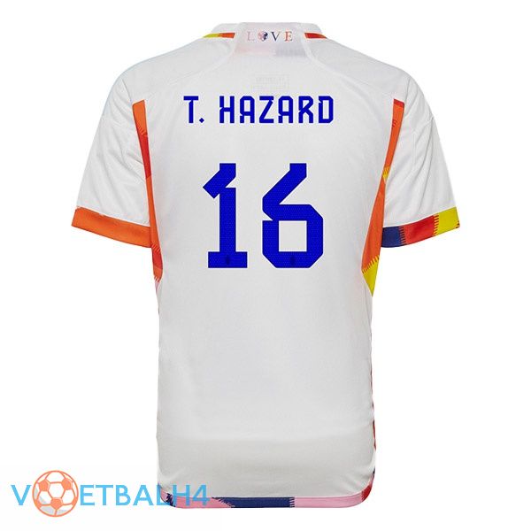 België (T. HAZARD 16) voetbal jerseys uit wit wereldbeker 2022