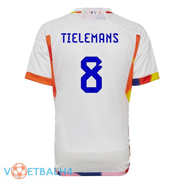 België (TIELEMANS 8) voetbal jerseys uit wit wereldbeker 2022