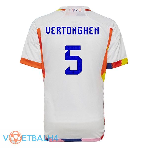 België (VERTONGHEN 5) voetbal jerseys uit wit wereldbeker 2022