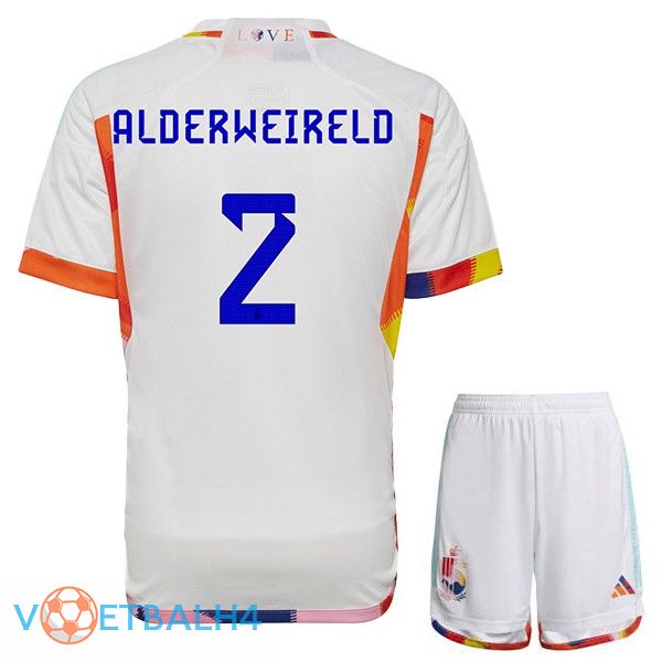 België (ALDERWEIRELD 2) kinderen voetbal jerseys uit wit wereldbeker 2022