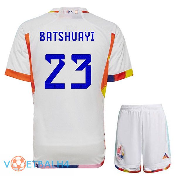 België (BATSHUAYI 23) kinderen voetbal jerseys uit wit wereldbeker 2022