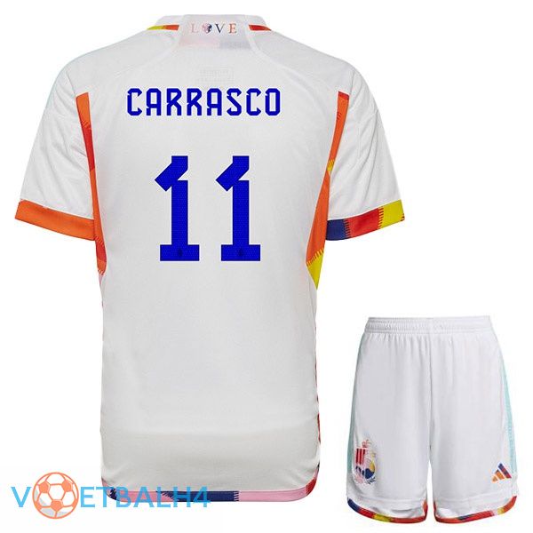 België (CARRASCO 11) kinderen voetbal jerseys uit wit wereldbeker 2022