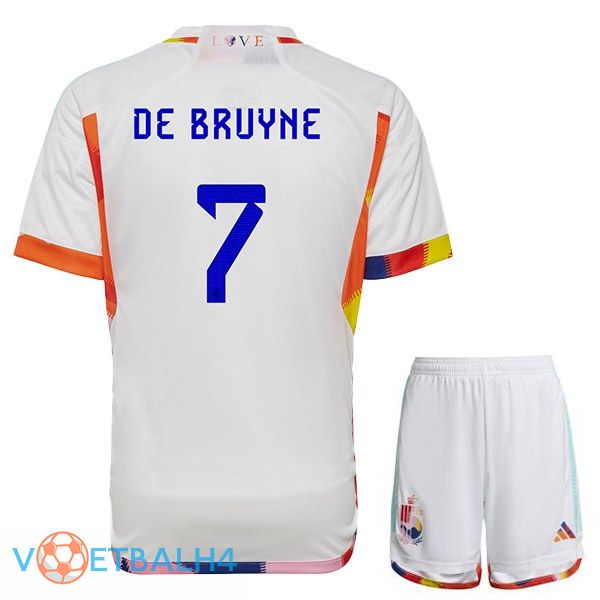 België (De BRUYNE 7) kinderen voetbal jerseys uit wit wereldbeker 2022