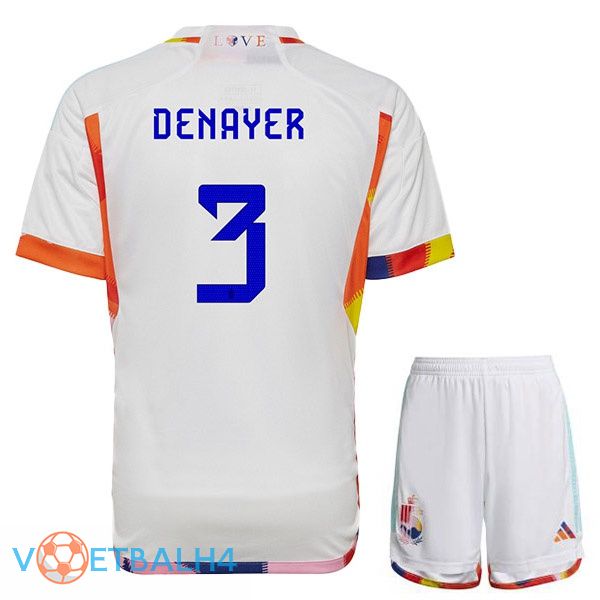 België (DENAYER 3) kinderen voetbal jerseys uit wit wereldbeker 2022