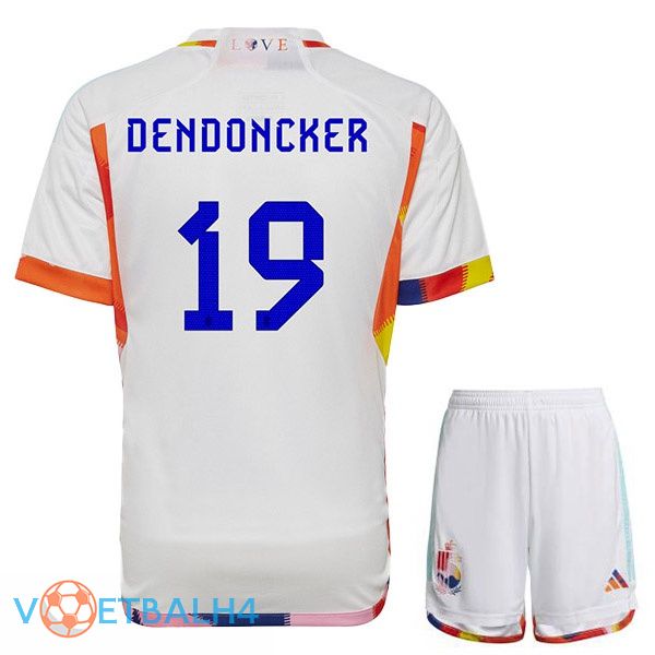 België (DENDONCKER 19) kinderen voetbal jerseys uit wit wereldbeker 2022