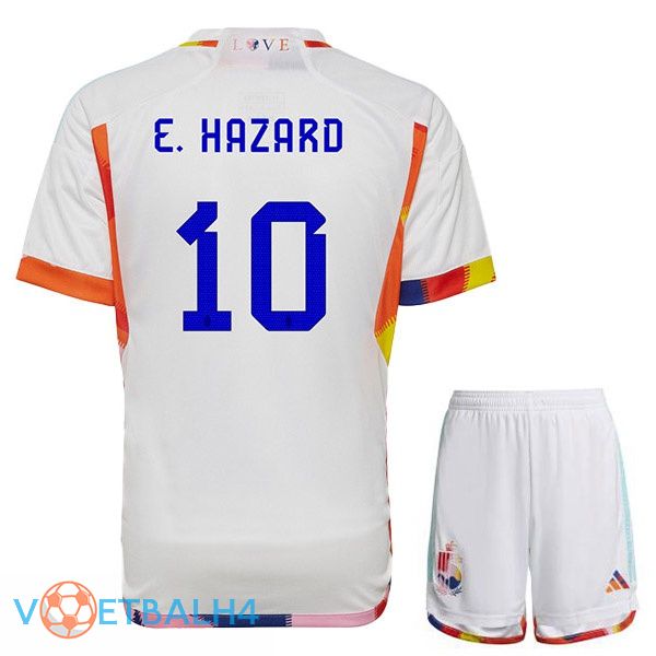 België (E.HAZARD 10) kinderen voetbal jerseys uit wit wereldbeker 2022