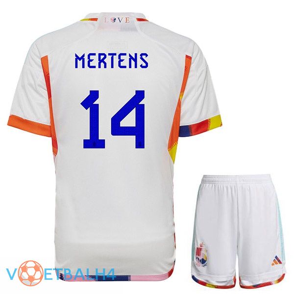 België (MERTENS 14) kinderen voetbal jerseys uit wit wereldbeker 2022