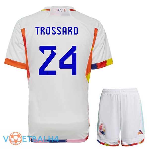 België (TROSSARD 24) kinderen voetbal jerseys uit wit wereldbeker 2022