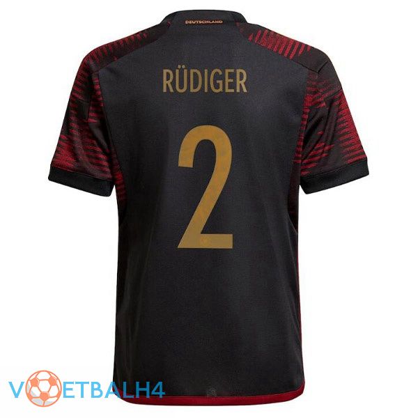 Duitsland (RÜDIGER 2) voetbal jerseys uit zwart wereldbeker 2022