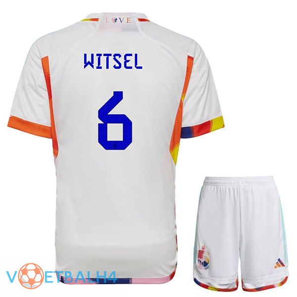 België (WITSEL 6) kinderen voetbal jerseys uit wit wereldbeker 2022