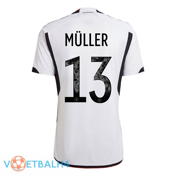 Duitsland (MÜLLER 13) voetbal jerseys thuis zwart wit wereldbeker 2022