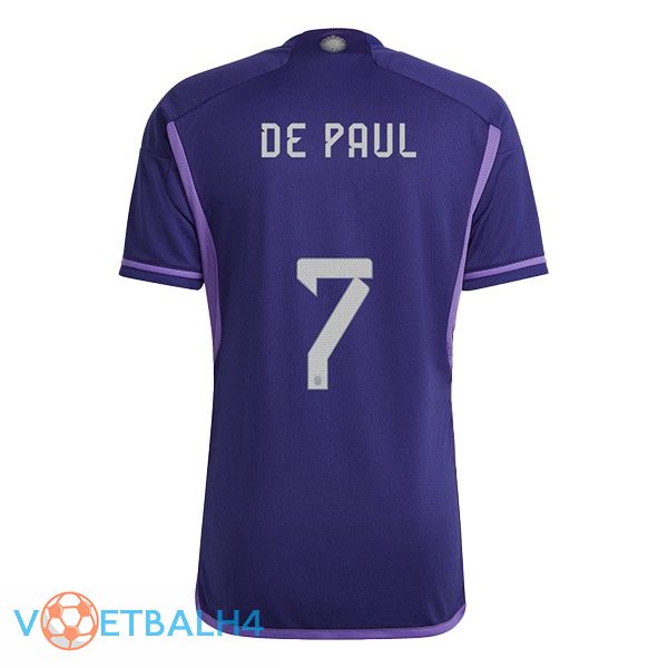 Argentinië (De PAUL 7) voetbal jerseys uit paars wereldbeker 2022