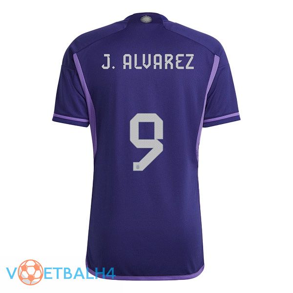 Argentinië (J.ALVAREZ 9) voetbal jerseys uit paars wereldbeker 2022