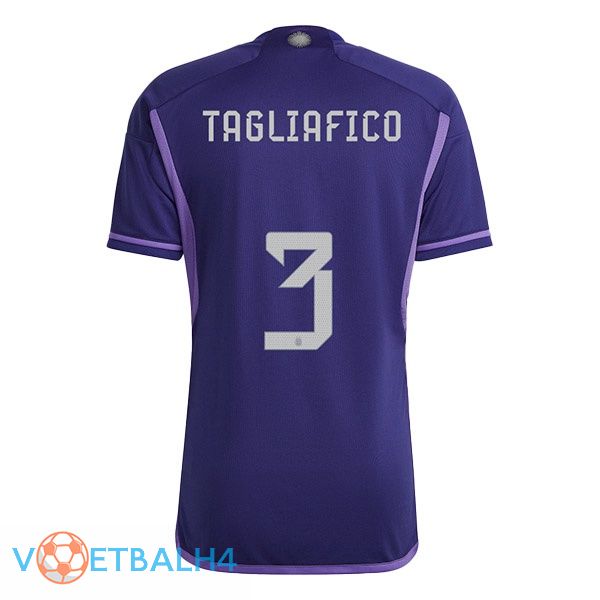 Argentinië (TAGLIAFICO 3) voetbal jerseys uit paars wereldbeker 2022