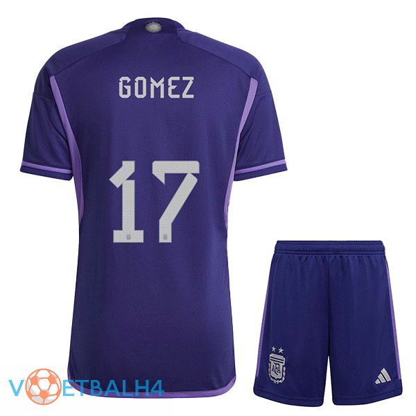 Argentinië (GOMEZ 17) kinderen voetbal jersey uit paars wereldbeker 2022