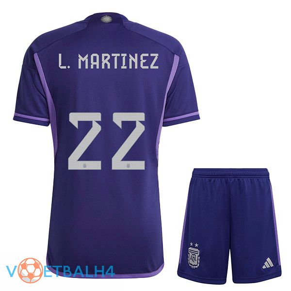 Argentinië (L. MARTINEZ 22) kinderen voetbal jersey uit paars wereldbeker 2022