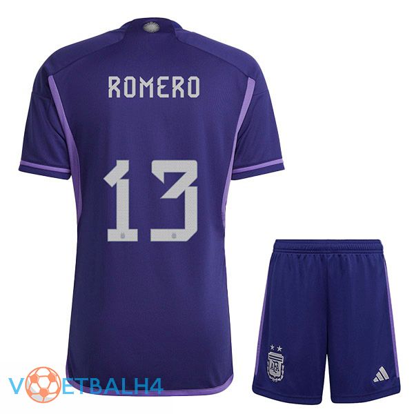 Argentinië (ROMERO 13) kinderen voetbal jersey uit paars wereldbeker 2022