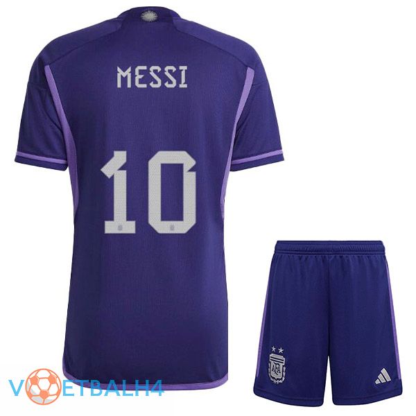 Argentinië (MESSI 10) kinderen voetbal jersey uit paars wereldbeker 2022