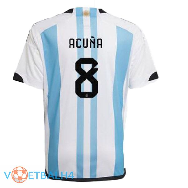 Argentinië (ACUÑA 8) voetbal jersey thuis blauw wit wereldbeker 2022