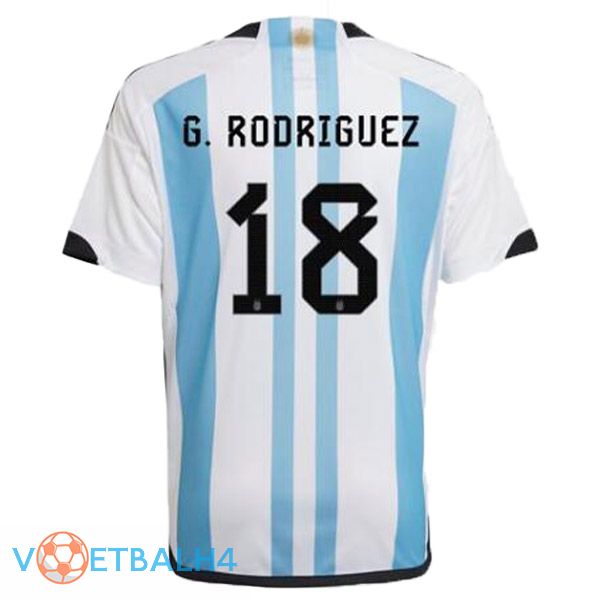 Argentinië (G. RODRIGUEZ 18) voetbal jersey thuis blauw wit wereldbeker 2022