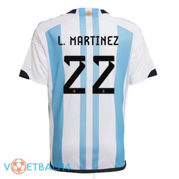 Argentinië (L. MARTINEZ 22) voetbal jersey thuis blauw wit wereldbeker 2022