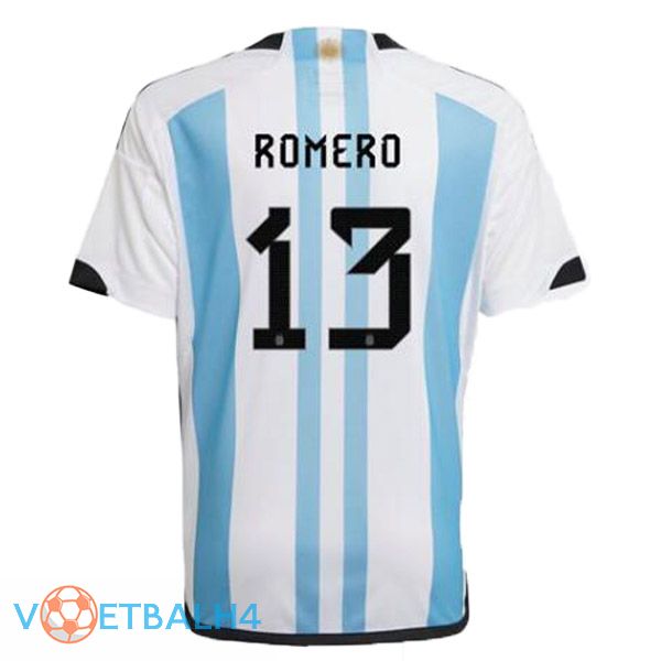 Argentinië (ROMERO 13) voetbal jersey thuis blauw wit wereldbeker 2022