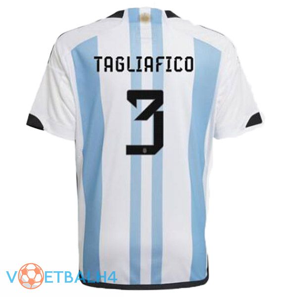 Argentinië (TAGLIAFICO 3) voetbal jersey thuis blauw wit wereldbeker 2022