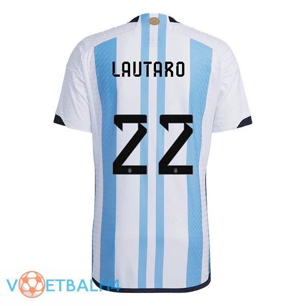 Argentinië (LAUTARO 22) voetbal jersey thuis blauw wit voetbal wereldbeker 2022