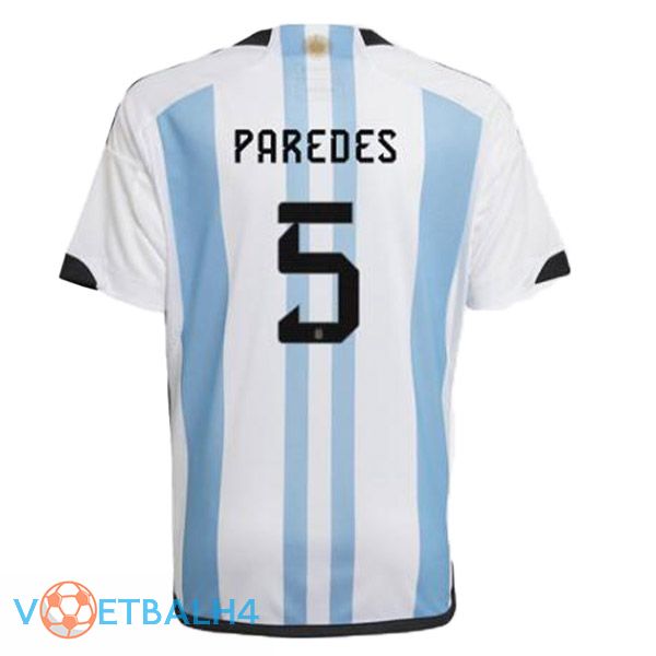 Argentinië (PAroodES 5) voetbal jersey thuis blauw wit wereldbeker 2022