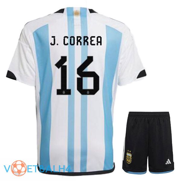 Argentinië (ALMADA 16) kinderen voetbal jersey thuis blauw wit wereldbeker 2022