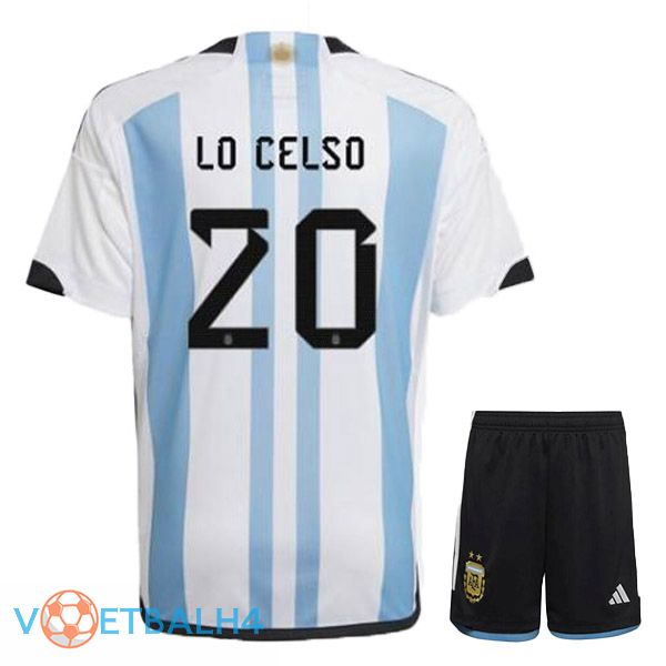 Argentinië (MAC ALLISTER 20) kinderen voetbal jersey thuis blauw wit wereldbeker 2022