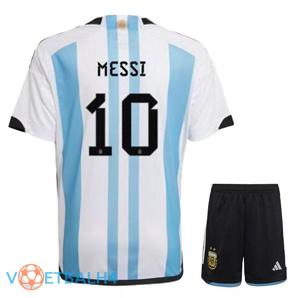 Argentinië (MESSI 10) kinderen voetbal jersey thuis blauw wit wereldbeker 2022