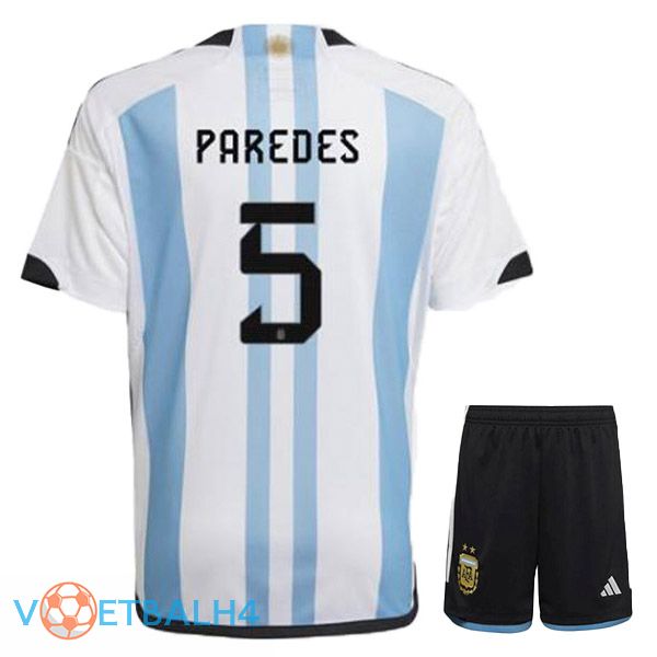 Argentinië (PAroodES 5) kinderen voetbal jersey thuis blauw wit wereldbeker 2022