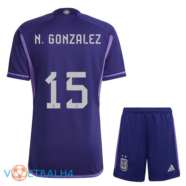 Argentinië (A. CORREA 15) kinderen voetbal jersey uit paars wereldbeker 2022