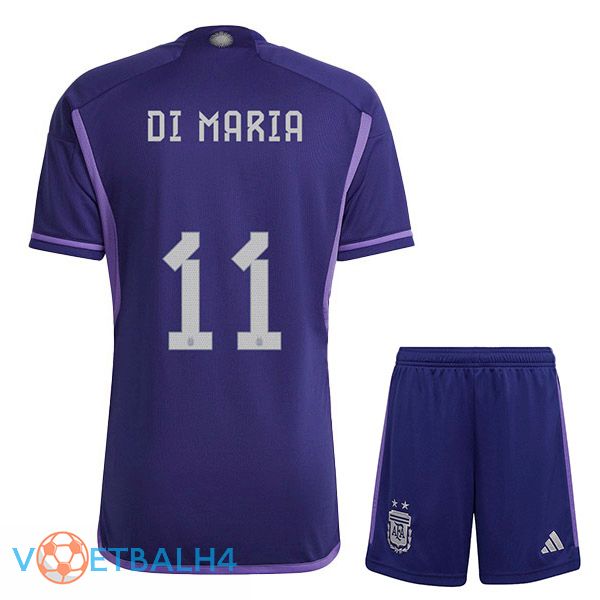 Argentinië (DI MARIA 11) kinderen voetbal jersey uit paars wereldbeker 2022