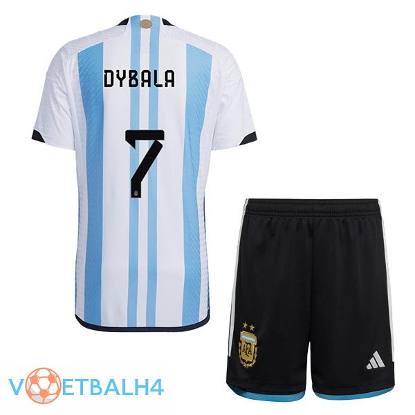 Argentinië (DYBALA 7) kinderen voetbal jersey thuis blauw wit voetbal wereldbeker 2022