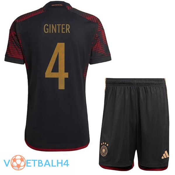 Duitsland (GINTER 4) kinderen voetbal jerseys uit zwart wereldbeker 2022