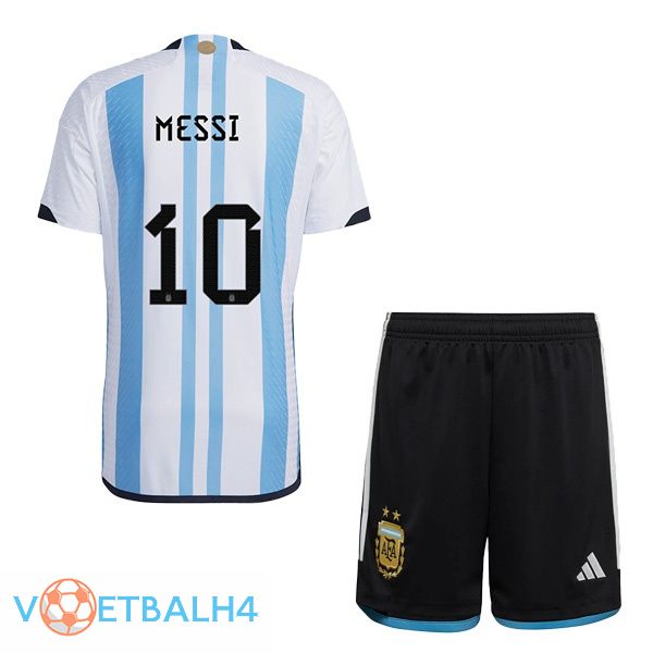 Argentinië (MESSI 10) kinderen voetbal jersey thuis blauw wit voetbal wereldbeker 2022